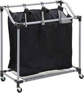 lot 2580 image: Honey Can Do Triple Laundry Sorter with Removable Bags, BlackGray