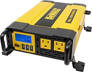 lot 3719 image: DEWALT DXAEPI1000 Power Inverter 1000W Car Converter with LCD Display Dual 120V AC Outlets, 3.1A USB Ports, Battery Clamps (B0767F5DPJ), Yellow,