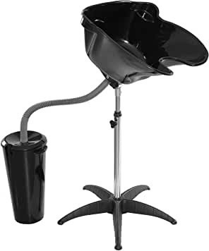 lot 40694 image: Portable Shampoo Bowl Salon Deep Basin Sink Hair Washing Unit, Height and Angle Adjustable, with Bucket and Drain Hose
