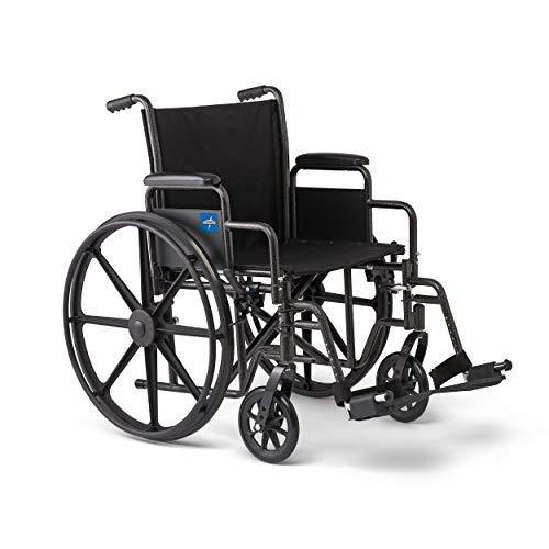 lot 22961 image: Medline Strong and Sturdy Wheelchair with Desk-Length Arms and Swing-Away Leg Rests for Easy Transfers, 18� Seat