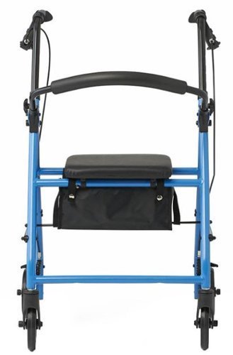 lot 32278 image: Medline Mobility Lightweight Folding Aluminum Rollator Walker with 6-inch Wheels, Adjustable Seat and Arms, Light Blue - Blue