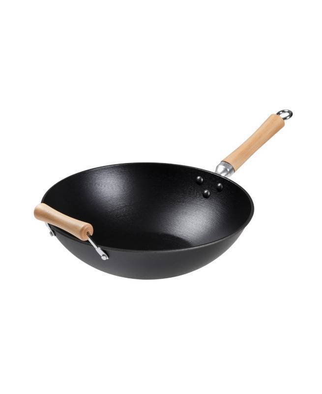 lot 43230 image: Joyce Chen Professional Series Cast Iron Wok with Maple Handle, 14