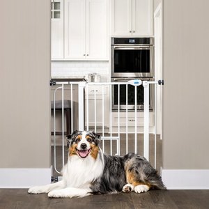 lot 10382 image: Carlson Pet Products Extra Wide Through Dog Gate with Door Pressure & Wall Mount Kit