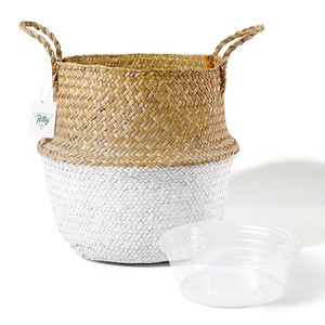 lot 20951 image: BROWN WHITE SEAGRASS PLANT BASKET SET OF 2