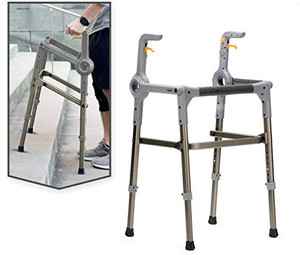lot 20955 image: Roami Progressive Mobility Aid, Walker and Self-Adjusting Step Assist, For Going Up and Down Stairs, Ramps, and Steps, Folding and Adjustable, Rehabilitation Aid for Adults or Seniors, Charcoal Gray