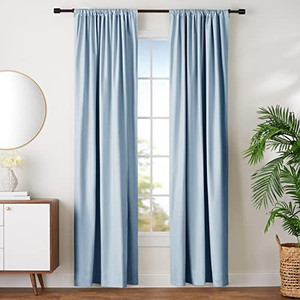 lot 20959 image: SIMILAD ITEM - Room Darkening Blackout Window Curtains with Tie Backs Set - 52 x 96-Inch, Light Blue, 1 Panels