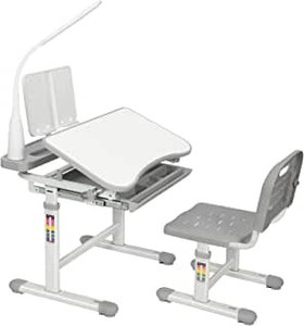 lot 20979 image: Children Desk Kids Study School Adjustable Height Table Chair Set With Storage