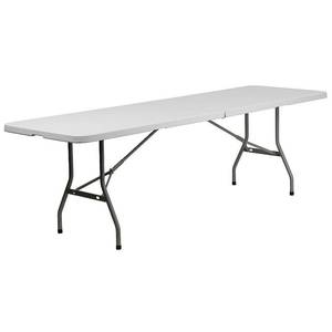 lot 20983 image: Flash Furniture 8-Foot Bi-Fold Granite White Plastic Banquet and Event Folding Table with Carrying Handle