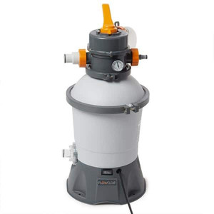 lot 20990 image: 530 GPH Flowclear Silica and Sand Swimming Pool Filter Pump in Gray