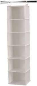 lot 20995 image: Household Essentials 311312 Hanging Closet Organizer  6-Shelves  Natural Canvas