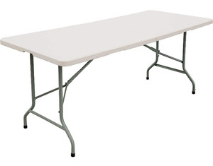 lot 30287 image: FORUP 6ft Table, Folding Utility Table, Fold-in-Half Portable Plastic Picnic Party Dining Camp Table (White)