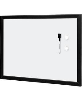 lot 30295 image: broken corner- Magnetic Dry Erase White Board, 23 x 17-Inch Whiteboard - Black Wooden Frame