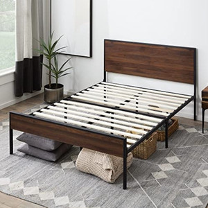 lot 30299 image: Edenbrook Carson Metal Platform Bed Frame with Wood Headboard