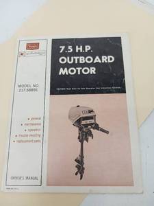 lot 30310 image: SEARS 7.5 H.P. OUTBOARD MOTOR WITH GAS CAN