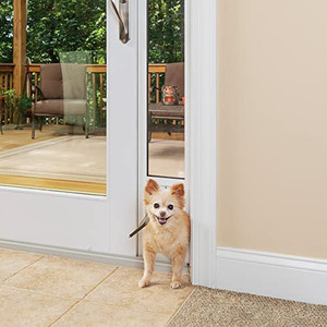 lot 13083 image: WHITE-PetSafe 1-Piece Sliding Glass Pet Door for Dogs and Cats - Adjustable Height 75 78 to 81- Small, White, No-Cut DIY Install, Aluminum Patio Panel Insert, Great for Renters or Seasonal Installation