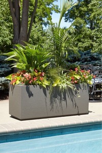 lot 55 image: Poly-Stone Milan Tall 46 in. x 19 in. Trough Planter - Slate Grey