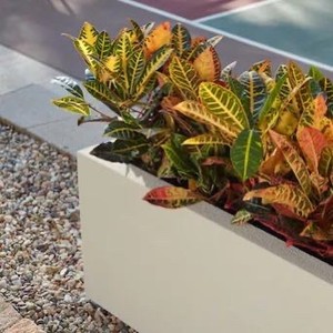 lot 51 image: PolyStone Planters 46-in W x 19-in H Milan Tall MixedComposite Planter - Concrete Gray