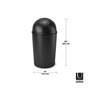 lot 103 image: Umbra 086711-040 Grand Swing Top Garbage Large Capacity 10 Gallon Kitchen Trash Can with Lid, IndoorOutdoor Use, Black