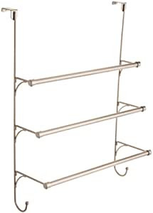 lot 114 image: Franklin Brass Over The Door Triple Towel Rack with Hooks, Satin Nickel Bathroom Towel Holder, Bathroom Accessories, 193153-FN 18.66 x 8.27 x 24.57 Inches