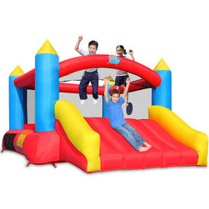 lot 117 image: Action Air Bounce House, Inflatable Bouncer with Air Blower, Jumping Castle with Slide, Family Backyard Bouncy Castle, Durable Sewn with Extra Thick Material, Idea for Kids