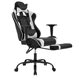 lot 121 image: Gaming Chair with Footrest, Ergonomic Office Chair, Adjustable Swivel Leather Desk Chair, Reclining High Back Computer Chair with Lumbar Support and Headrest, Racing Style Video Gamer Chair