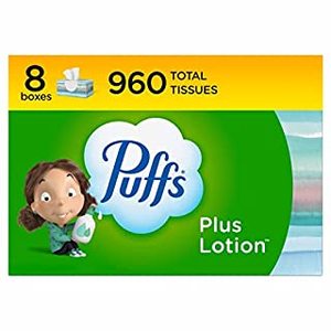 lot 141 image: Puffs Plus Lotion Facial Tissues, 8 Family Boxes, 120 Tissues per Box (960 Tissues Total) (B07HSF2BXB)