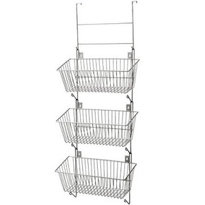 lot 158 image: EZOWare 3 Tier Over the Door Rack  Wall Mount Storage Organizer Baskets, Hanging Shelves Set for Kitchen Bathroom Closet