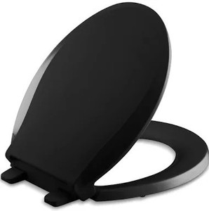 lot 202 image: KOHLER Round Front Toilet Seat, Black, 16 58 Length