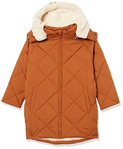 lot 220 image: Amazon Essentials Girls Long Quilted Cocoon Puffer Coat, Light Brown, X-Large