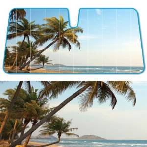 lot 223 image: Royal Palm Beach Fashion Auto Sun Shades Indian Summer Dual Bubble Fan Folded Premium Standard Size