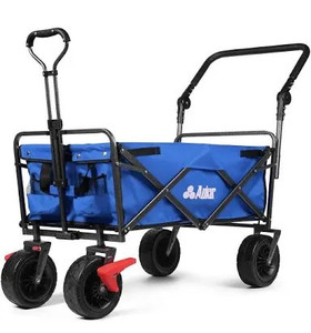 lot 227 image: AUKAR Heavy Duty Collapsible Wagon Carts (Blue)- for Beach, Shopping, Picnic, Camping, Sports