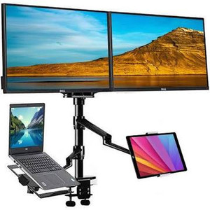 lot 237 image: MagicHold 4 arm Height Adjustable Desk Bed Holder Mount Stand for 10 to 17 inch Laptop and Double Monitor(11-27 inc),Compatible with MacBook,Ipad Pro Ipad Air,IPad Mini, Tablets 9 to 13 inch (Black)