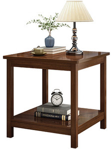 lot 245 image: IOTXY 2-Tier Wooden Side Table - Rectangle Sofa End Table with Storage Shelf and Solid Wood Legs for Living Room, Espresso