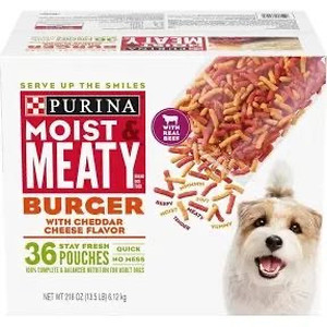 lot 305 image: Purina Moist & Meaty Burger with Cheddar Cheese Flavor Adult Dry Dog Food