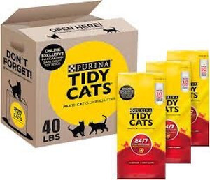 lot 315 image: Purina Tidy Cats Clumping Cat Litter, 247 Performance, Clay Cat Litter, Recyclable Box - (2) 13.33 lb. Bags
