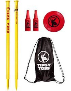 lot 332 image: GoSports Tipsy Toss Game Set - Flying Disc Bottle Drop Yard Game, Yellow