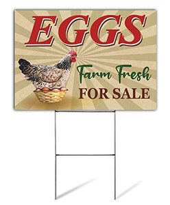 lot 349 image: SignPro Farm Fresh Eggs For Sale Sign  Fresh Chicken Eggs For Sale Yard Sign  24 x 18 Corrugated Plastic Outdoor Yard Signs with H Stakes  Double Sided (GENERIC)