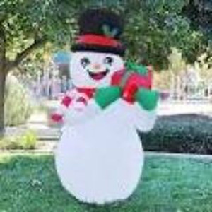 lot 351 image: GOOSH 5 FT Christmas Inflatable Outdoor Snowman with a Box, Blow Up Yard Decoration Clearance with LED Lights Built-in for HolidayPartyXmasYardGarden