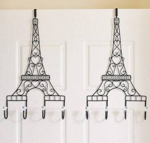 lot 2602 image: GUSUWOD Long Over The Door Hooks - Paris Themed Eiffel Tower Towel Coat Rack(20.5 x 10.75), ONLY 1 COAT RACK INCLUDED