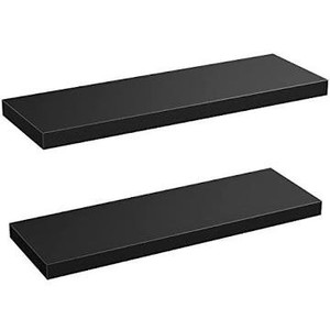 lot 2607 image: AMADA HOMEFURNISHING Floating Shelves Wall Mounted, 24 x 9 Inch Wall Shelves for Bathroom, Bedroom, Living Room, Black Shelves Set of 2 - AMFS05