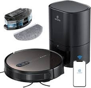 lot 2608 image: Robot Vacuum Self Emptying and Mop Combo, Robotic Vacuum Cleaner with Automatic Dirt Disposal, Visual Navigation, Smart Mapping, 3000Pa Suction, Ideal for Pet Hair, Carpets, Hard Floors