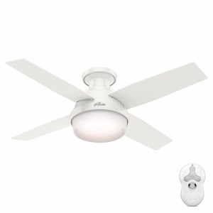 lot 2624 image: Hunter 44 Dempsey Low Profile with Light Fresh White Ceiling Fan with Light with Handheld Remote