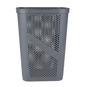 lot 2740 image: Mind Reader Perforated Plastic Hamper with Lid, 60 Liter16 Gallon, Lightweight Hamper, Gray Laundry Hamper