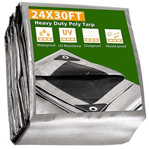 lot 2746 image: Yescom 24x30ft Heavy Duty Reinforced Poly Tarp Waterproof Tarpaulin 10-mil Ground Sheet Camping Tent Cover with Eyelets