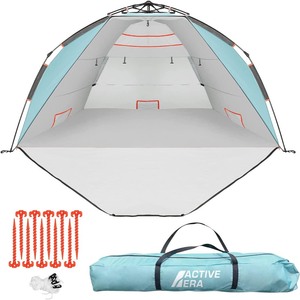 lot 2755 image: Active Era Premium Beach Tent Easy Setup �� Large Portable 4 Person Beach Shade Tent Sun Shelter with UPF 50 Rated Sun Protection & Extended Porch - Beach Tents Sun Shelter Beach Essentials
