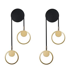lot 2768 image: GEADI Modern Wall Lights LED Wall Sconce Set of 2, 18W 2-Ring Wall Mounted Lamp BlackGold Wall Lighting Fixture for Bedroom Living Room Bedside Stair(6000K Cool White)