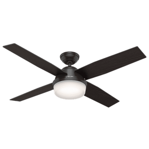 lot 2773 image: Hunter 52 Dempsey Matte Black Ceiling Fan with Light Kit and Remote