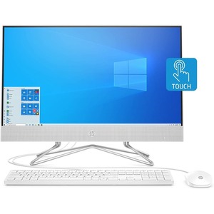 lot 2804 image: HP 24-df0030 23.8 FHD Touchscreen All-in-One Computer, AMD Athlon Silver 3050U, 4 GB RAM, 256 GB SSD, DVD-Writer, Windows 10 Home 64, Snow white