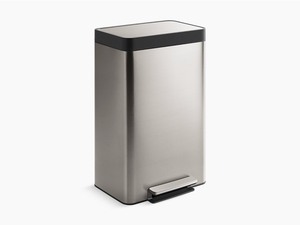 lot 2829 image: KOHLER 13 Gal. Stainless Steel Step Trash Can, Gray