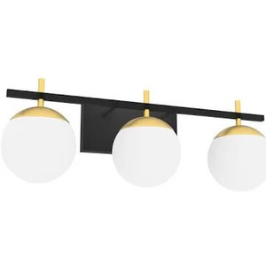 lot 2846 image: Ralbay Mid Century Modern Bathroom Vanity Lights 3-Light Milky Glass Modern Bathroom Vanity Lights Over Mirror, BlackGolden Wall Light Fixture for Bathroom (Exclude Bulb) Heart to save an item to your default list